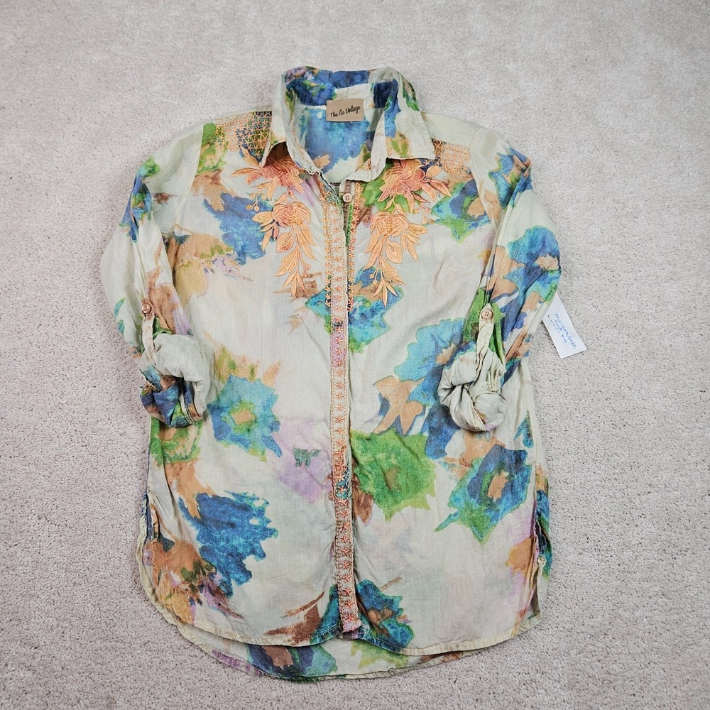 NWT The Nu Vintage S Floral Skull Shirt Art To Wear Boho Whimsigoth Rockstar USA